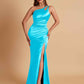 Sexy Soft Satin Mermaid One Shoulder Floor-Length Mermaid Bridesmaid Dresses