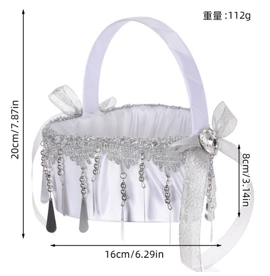 Heart Shape Gold and Silver Tassel Lace Flower Basket