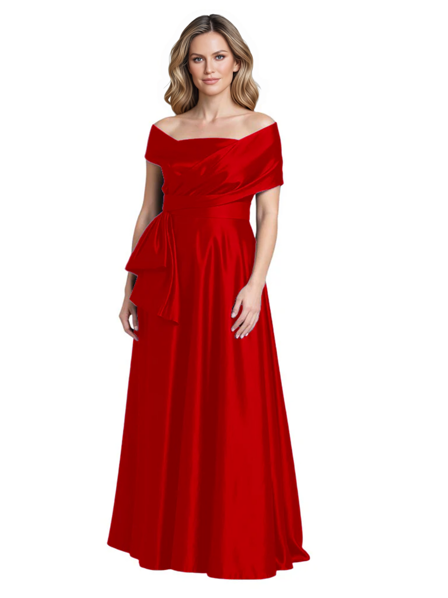 Formal Floor-Length Mother of the Bride Gown Sleeveless Satin Maxi Dress with Drape