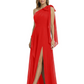 One-Shoulder Mother of the Bride Dress Chiffon Gown with Long Sash Detail