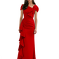 Elegant Mother of Bride Dress Formal Gowns Mermaid Ruffle Floor Length Asymmetric Neckline