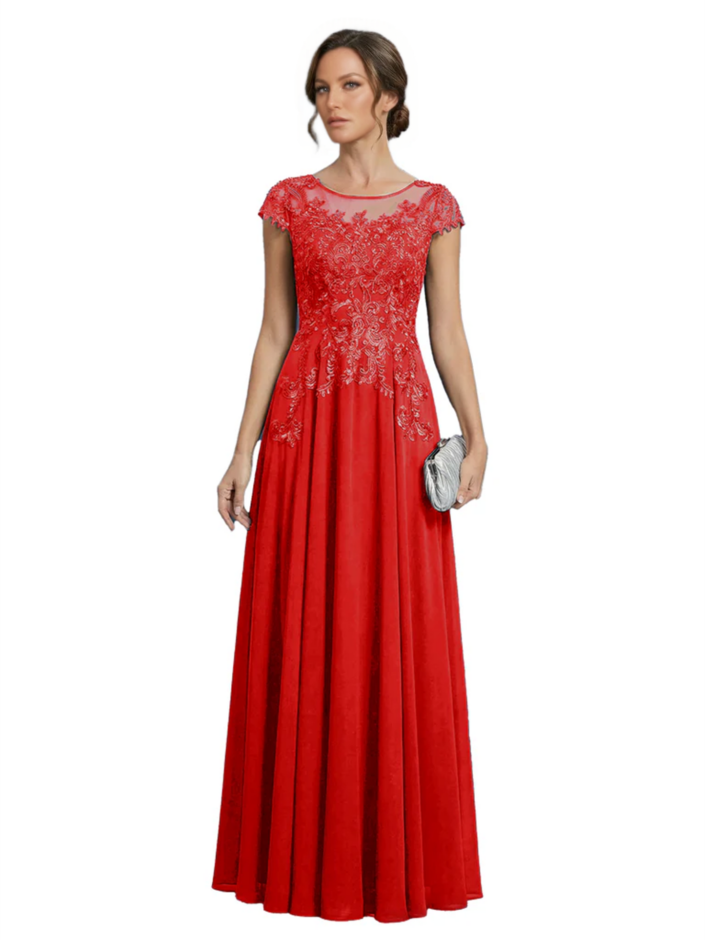 Chic Long A-Line Chiffon Mother of the Brides Dresses Sequin Mom Outfits For Wedding
