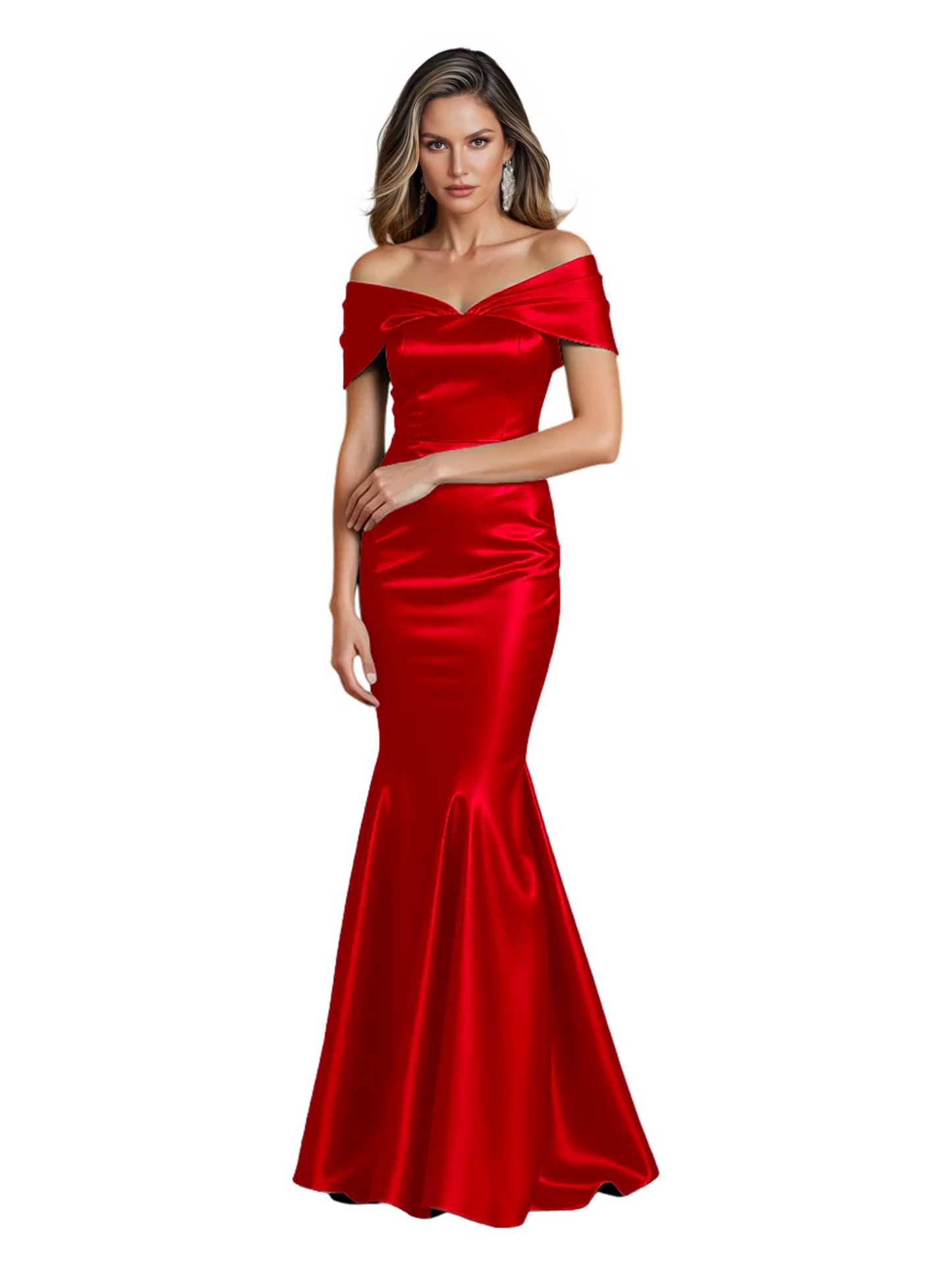 Luxury Emerald Formal Dress Off-the-Shoulder Satin Gown Trumpet Silhouette