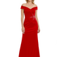 Off Shoulder Mother of the Bride Dress Beaded Waist Satin Gown Portrait Neckline