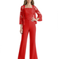Mother of the Bride Jumpsuit with Lace Jacket 3/4 Sleeve Formal Pant Suit