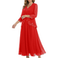 3/4 Sleeve Chiffon Mother of the Brides Dresses V-Neck Wedding Party Gowns