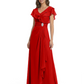 Elegant Mother of the Groom Dress Cascading Ruffle Chiffon Formal Gown Rhinestone