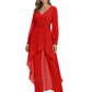 Luxury Black Formal Trousers Set High-Low Chiffon Top with Sparkling Beaded Detail
