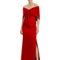 Formal Floor-Length Mother of the Bride Gown Satin Maxi Dress with Bow Neckline