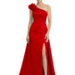 One Shoulder Mother of the Bride Dress with 3D Floral Detail Formal Dress A-Line Gowns with Slit