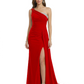 One Shoulder Mother of Bride Dress Ruffle Formal Gowns Mermaid Floor Length Train Slit