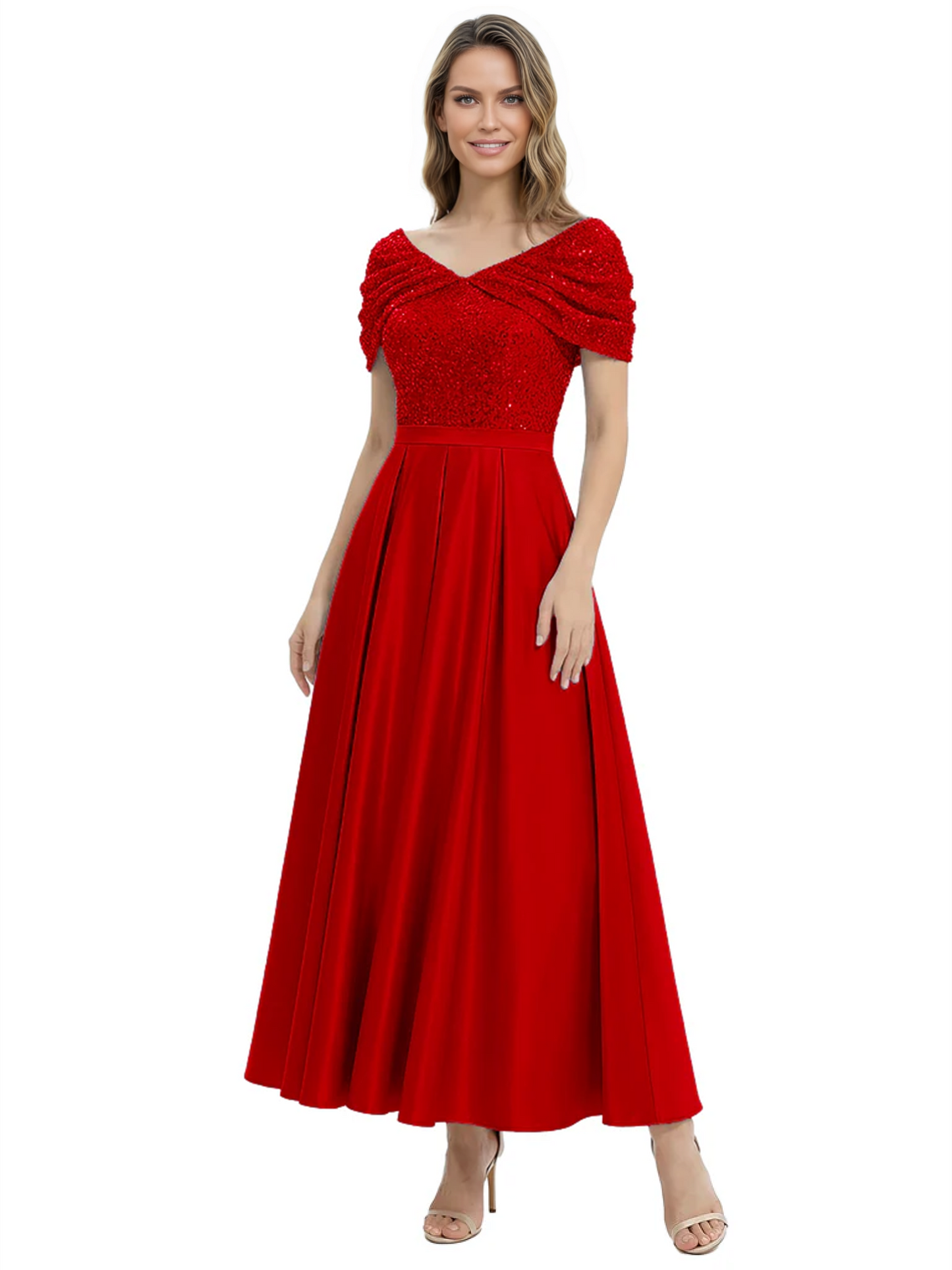 Luxury Formal Dress Sparkling Sequin Top Mother of Bride Dress Silk Satin A-Line Gowns