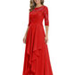 3/4 Sleeve Mother of the Bride Dress with Lace Embroidery High-Low Hem 2026