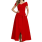 Formal Floor-Length Mother of the Bride Gown Satin Maxi Dress with Slit Off Shoulder
