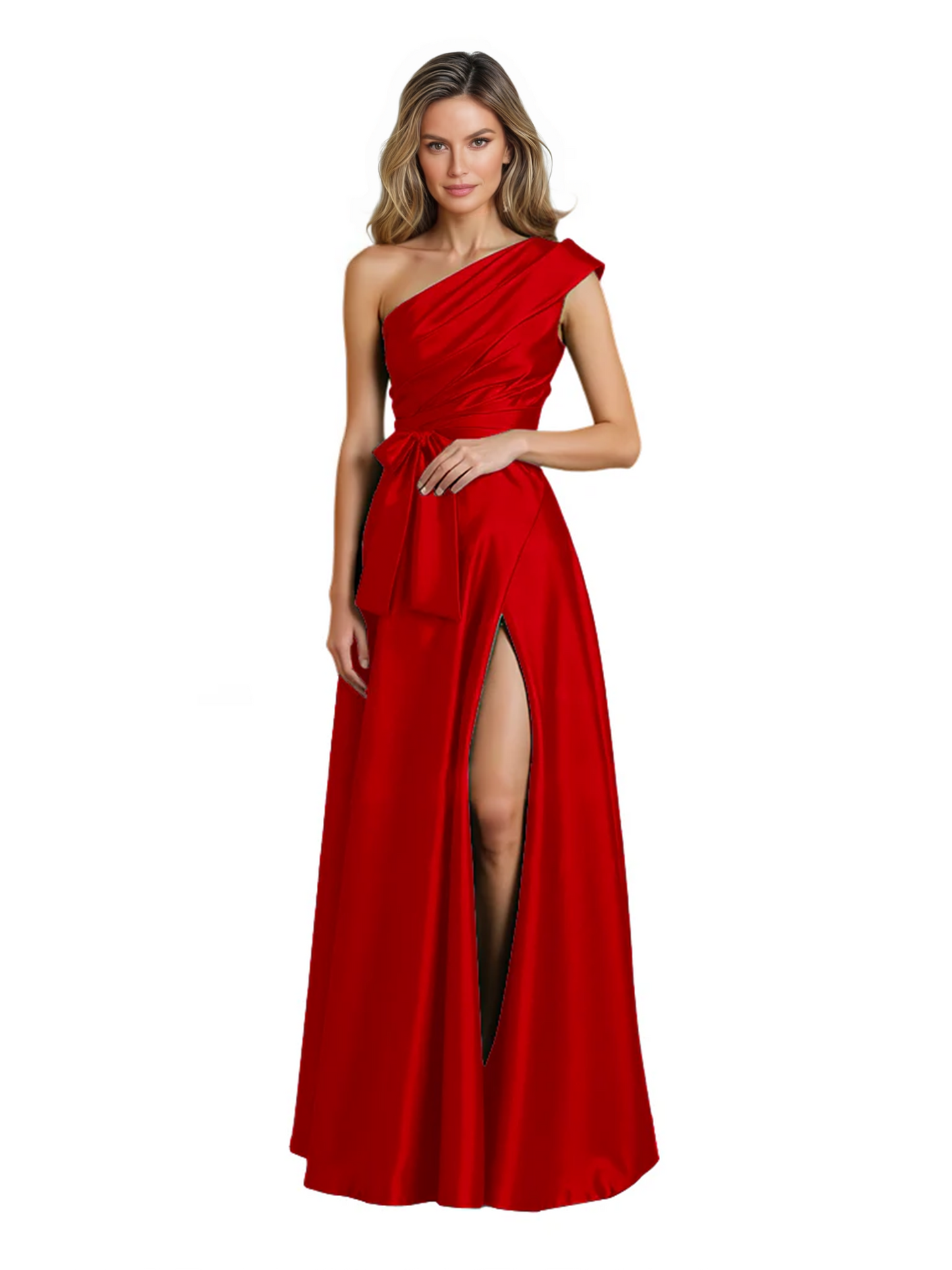 Wedding Mother of the Bride Dress One Shoulder and High Slit Formal Dresses
