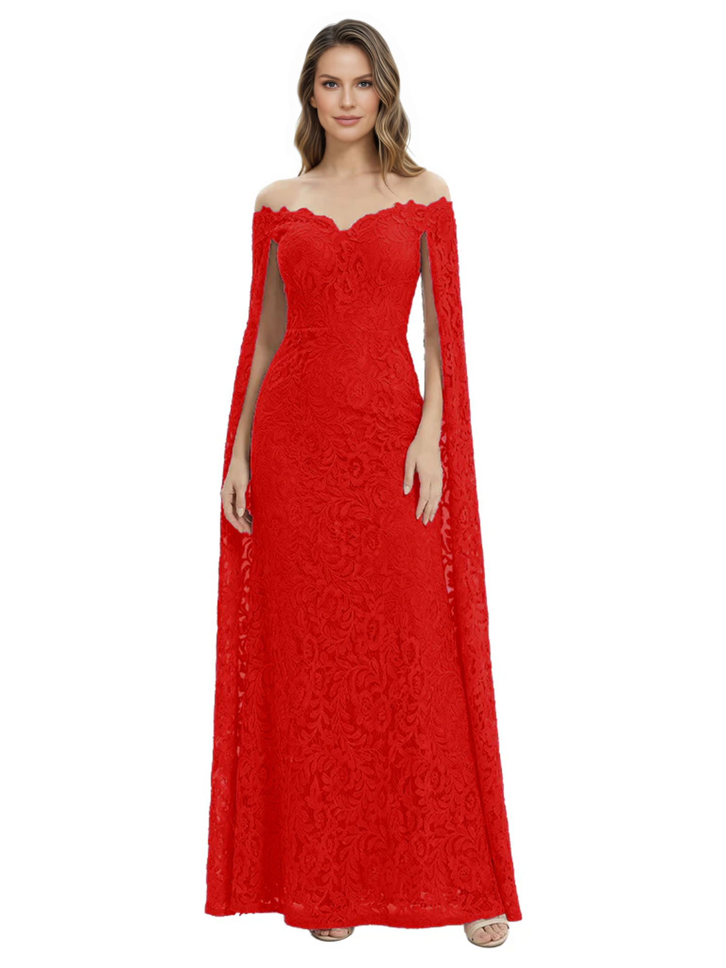 Elegant Mother of the Groom Gown Floral Lace Embroidered Formal Dress with Cape
