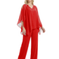 V-Neck Chiffon Mother of the Brides Dresses Plus Size Jacket Suits Wedding