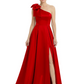 Luxury Bow Black Formal Dress One-Shoulder A-Line Gowns with Sexy Side Slit 2026