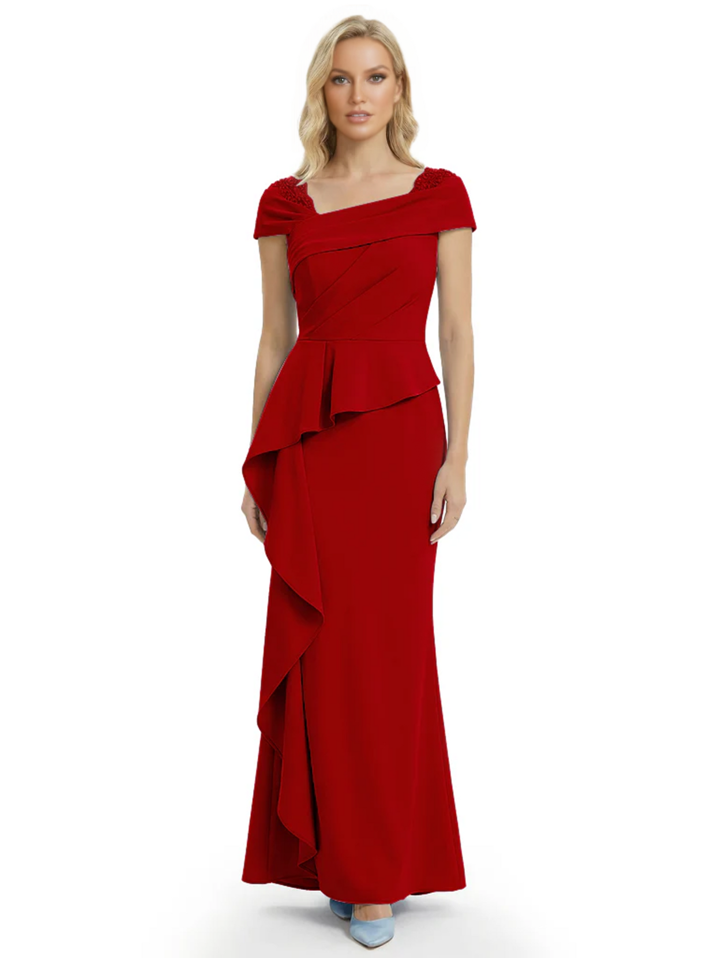 A-Line Satin Cap Sleeves Mother of the Brides Dresses Floor Length For Wedding