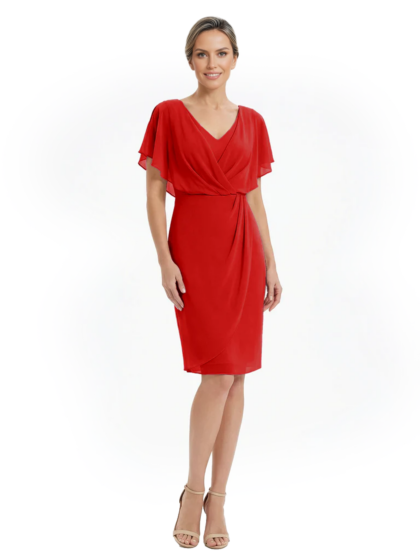 Chic Knee-Length Mother of Bride Formal Dress Slimming Chiffon Styles for Wedding Guest