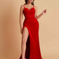 Simple Soft Satin Mermaid V-neck Floor-Length Mermaid Bridesmaid Dresses