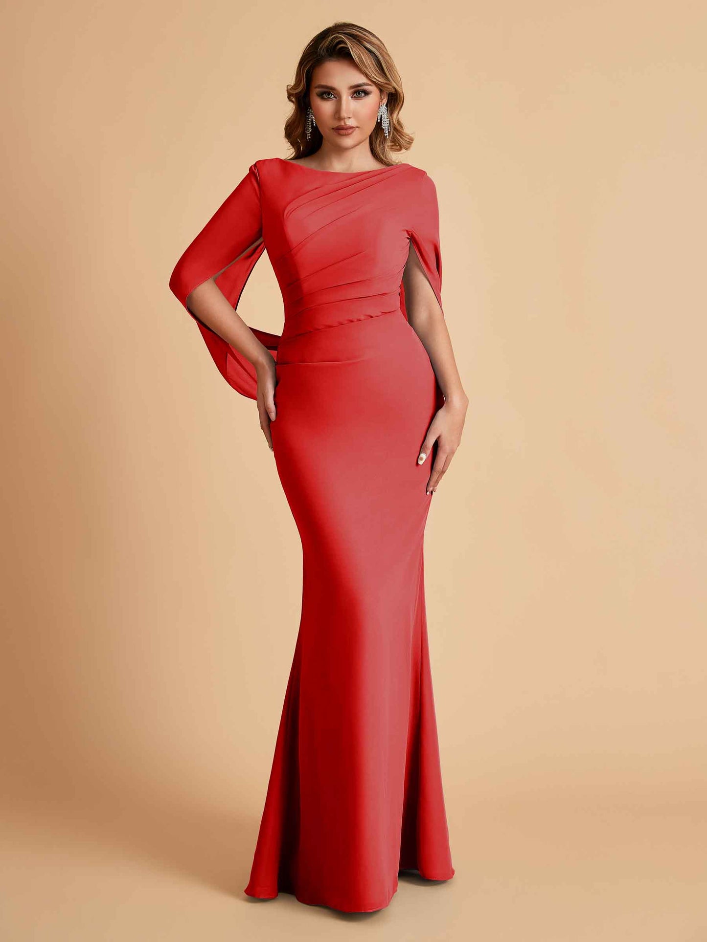Elegant Mermaid Chiffon Half Sleeves Jewel Mother of the Brides Dresses Online