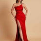 Gorgeous Strapless Soft Satin Side Slit Floor-Length Mermaid Bridesmaid Dresses