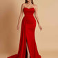 Elegant Soft Satin Sweetheart Strapless Side-Slit Mermaid Bridesmaid Dresses