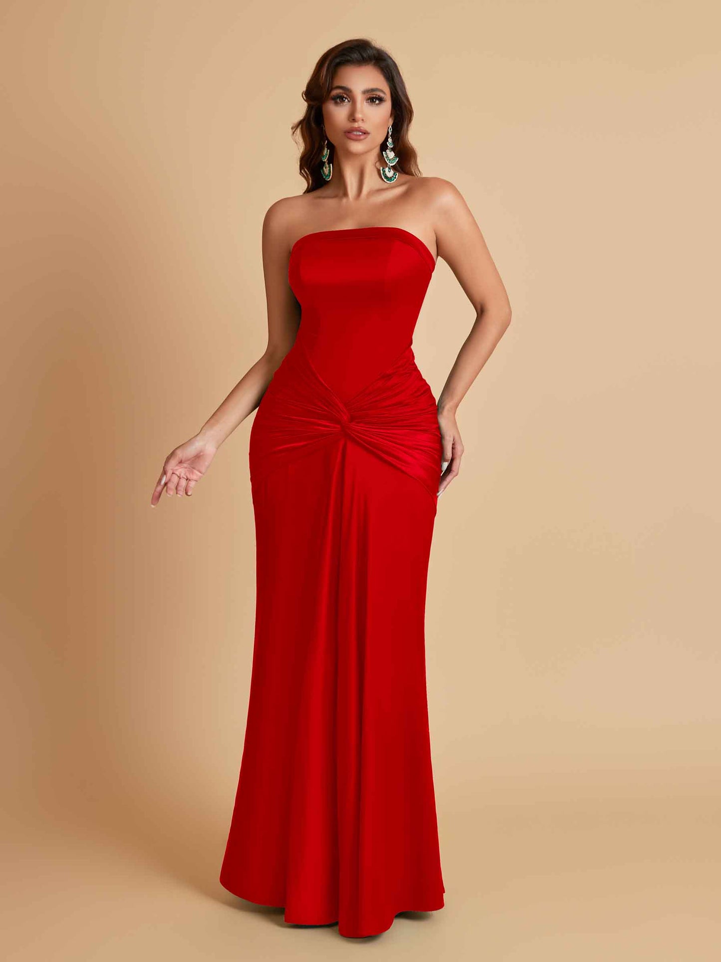 Sexy Soft Satin Mermaid Strapless Floor-Length Mermaid Bridesmaid Dresses