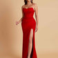 Sexy Strapless Soft Satin Side Slit Floor-Length Mermaid Bridesmaid Dresses