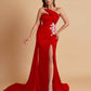 Elegant Soft Satin Sweetheart One Shoulder Side-Slit Mermaid Bridesmaid Dresses