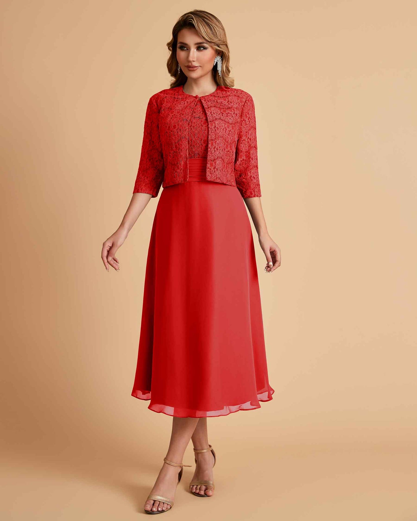 Elegant A-line Bateau Sleeveless Tea Length Mother of the Brides Dresses Online