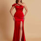 Elegant Soft Satin Sweetheart One Shoulder Side-Slit Mermaid Bridesmaid Dresses