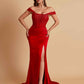 Sexy Soft Satin V-neck Off-the-shoulder Strapless Side-Slit Mermaid Bridesmaid Dresses