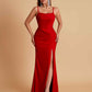 Gorgeous Spaghetti Straps Soft Satin Side Slit Floor-Length Mermaid Bridesmaid Dresses