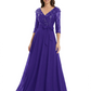 Chiffon Mother of the Bride Dress with Sequin V-Neck and Elegant Bow Sash