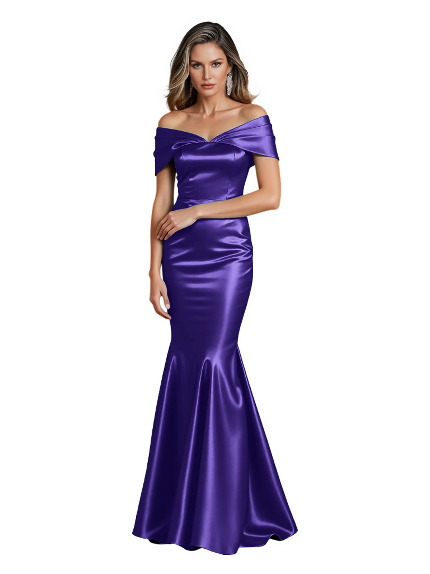 Luxury Emerald Formal Dress Off-the-Shoulder Satin Gown Trumpet Silhouette