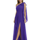 One-Shoulder Mother of the Bride Dress Chiffon Gown with Long Sash Detail