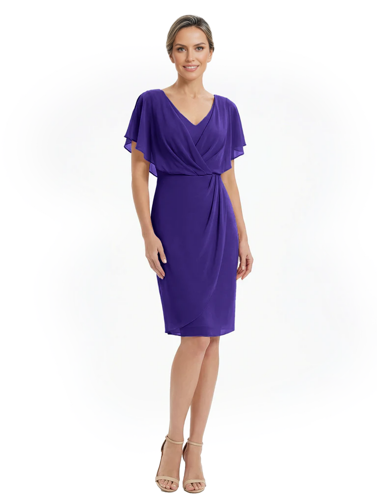 Chic Knee-Length Mother of Bride Formal Dress Slimming Chiffon Styles for Wedding Guest