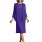 3 PCS Knee-Length Mother of Bride Dresses Prom Dress Evening Dress with Sheer Sleeves and Jacket