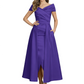 Formal Floor-Length Mother of the Bride Gown Satin Maxi Dress with Slit Off Shoulder