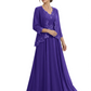 Plus Size A-line Chiffon 3/4 Sleeves Mother of the Brides Dresses Long Jacket Dress