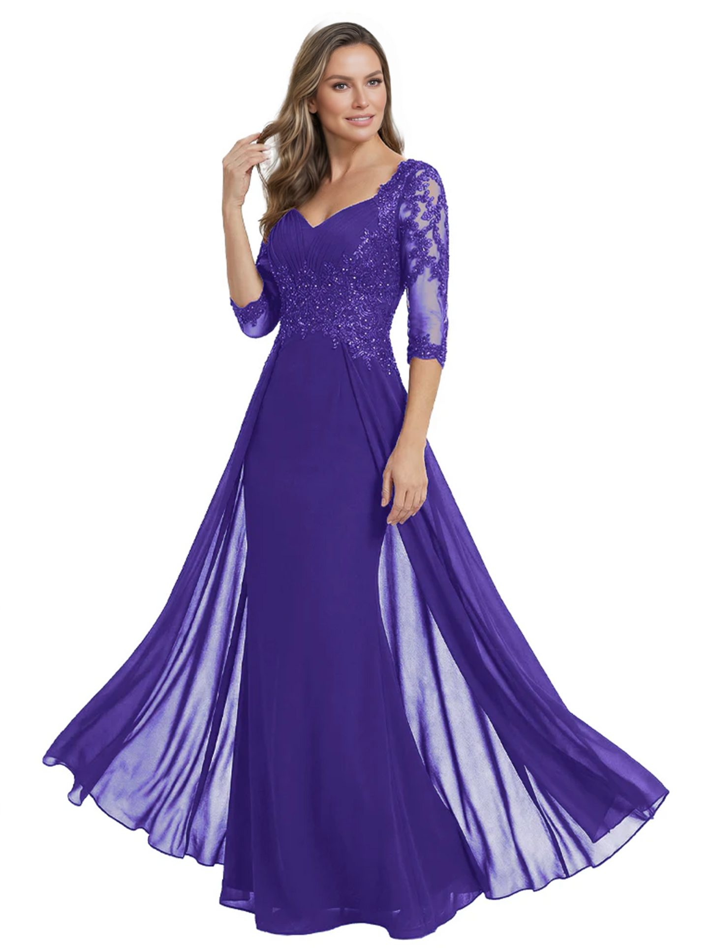 Luxury Burgundy Formal Dress Embroidered Lace Bodice Flowy Chiffon Gown 2026