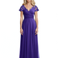 Mother of the Bride Dress Cap Sleeves and V-Neckline with Embroidered Lace Shoulders