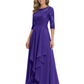 3/4 Sleeve Mother of the Bride Dress with Lace Embroidery High-Low Hem 2026