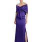 Formal Floor-Length Mother of the Bride Gown Satin Maxi Dress with Bow Neckline