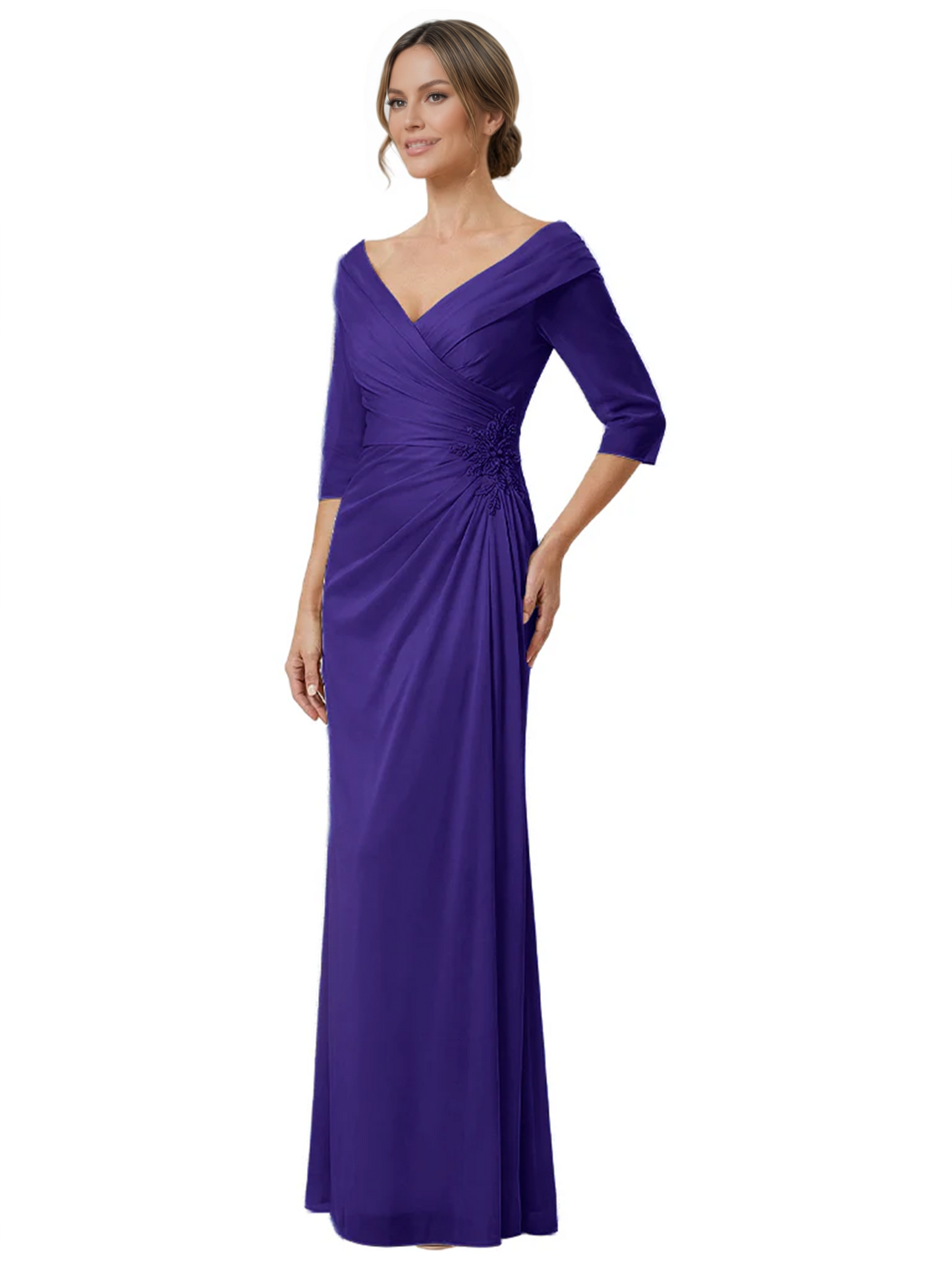 Elegant 3/4 Sleeve Mother of the Brides Dresses Mom Outfits Wedding Satin