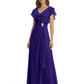 Elegant Mother of the Groom Dress Cascading Ruffle Chiffon Formal Gown Rhinestone