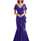 Satin Mother of the Bride Dress with Cascading Ruffles and Mermaid Tail V-Neck