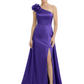 One Shoulder Mother of the Bride Dress with 3D Floral Detail Formal Dress A-Line Gowns with Slit